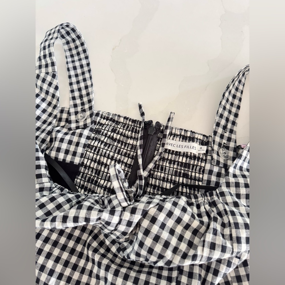 Avec Les Filles Gingham Ruched Midi Dress Sz 8 NWT - Picture 9 of 11